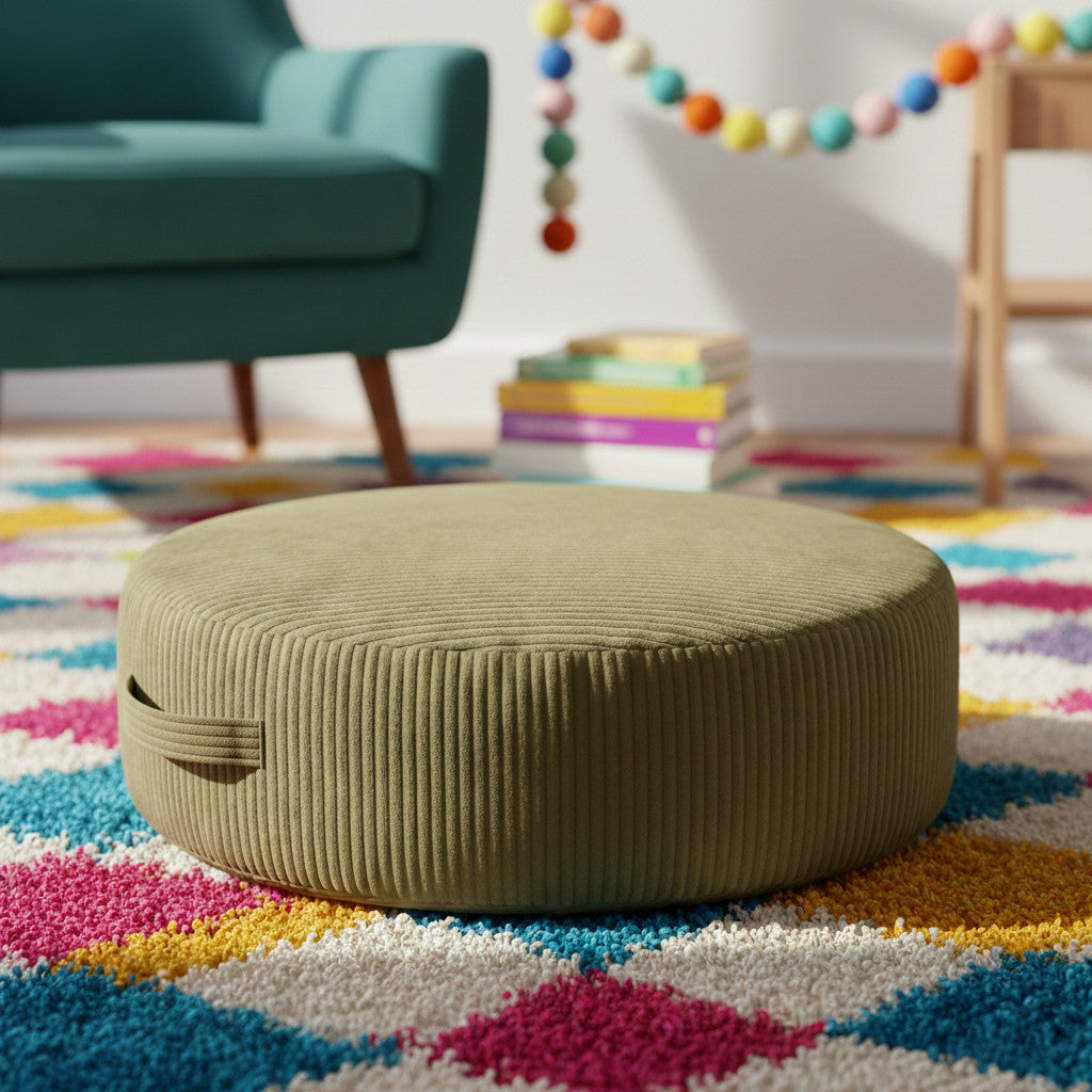 Bodenkissen rund mit Cordvelours Stoff